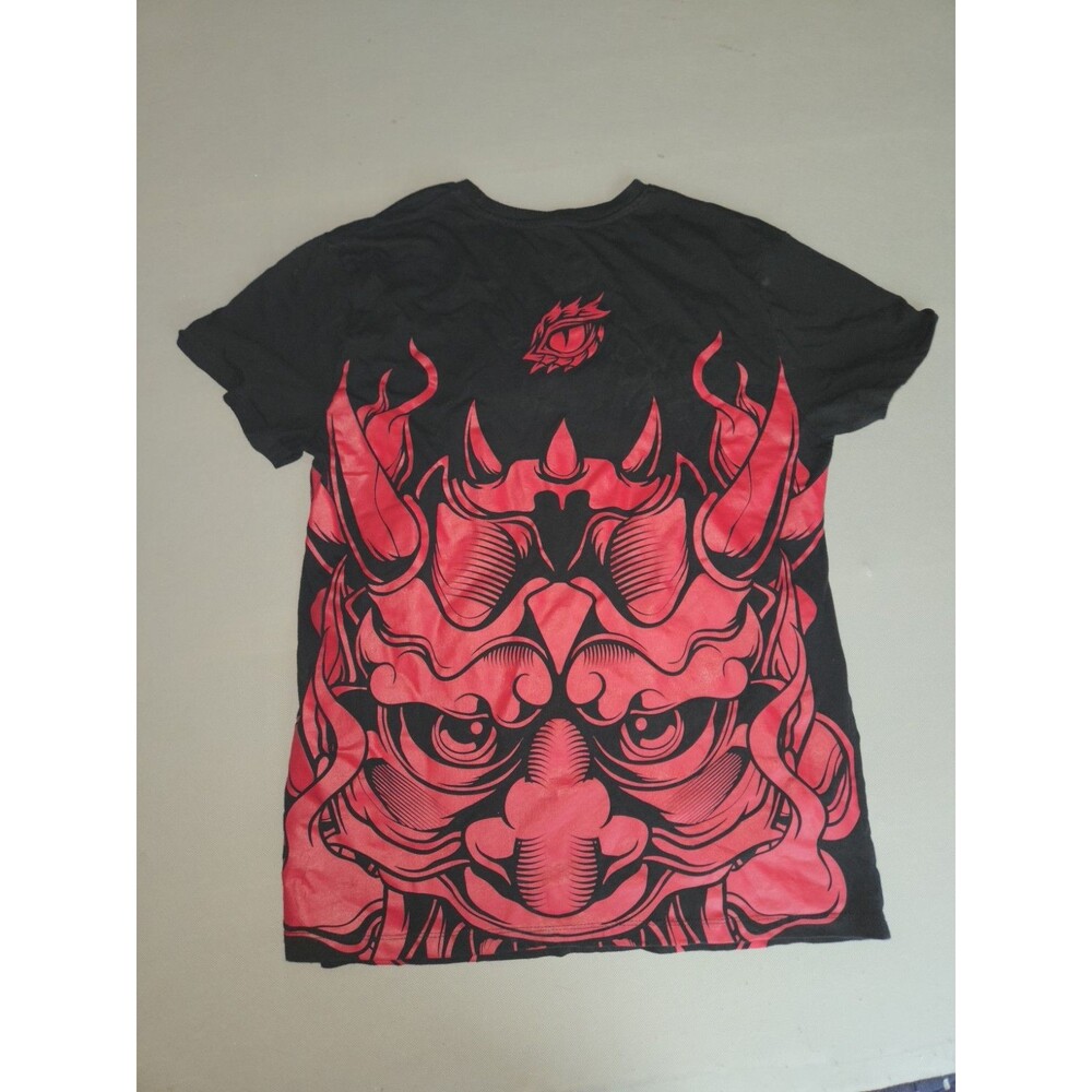 Original Gravity Mens M Shirt Japanese Oni Demon Graphic Tee Black Red Streetwea